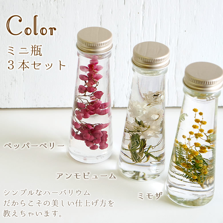 ハーバリウムミニ瓶の3本セット