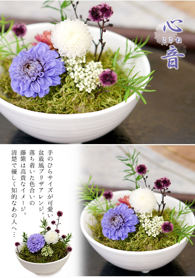 和風プリザーブドフラワー心音