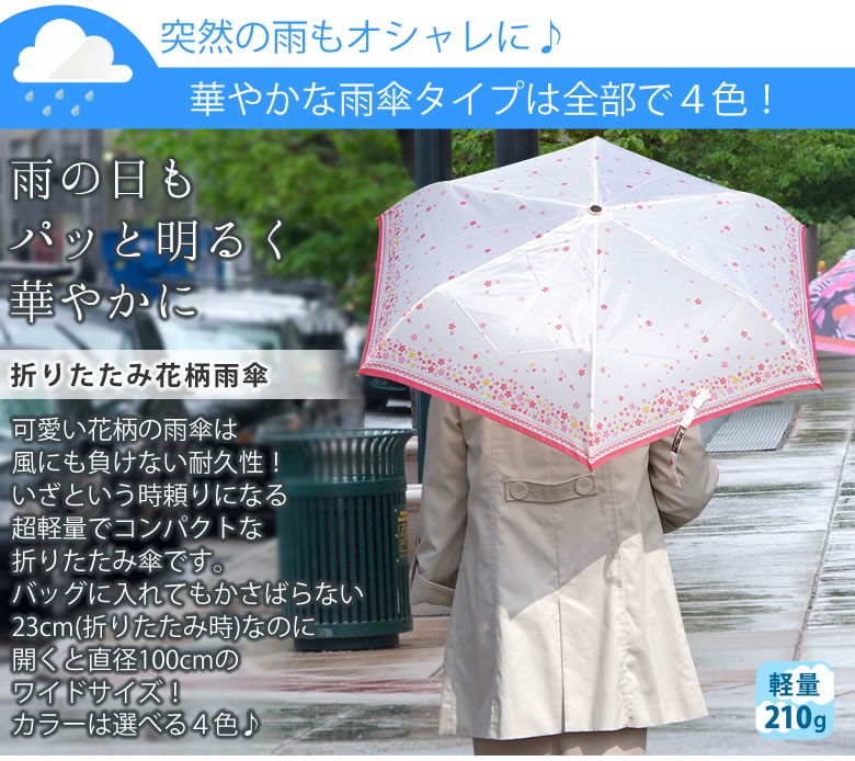 折り畳み花柄雨傘