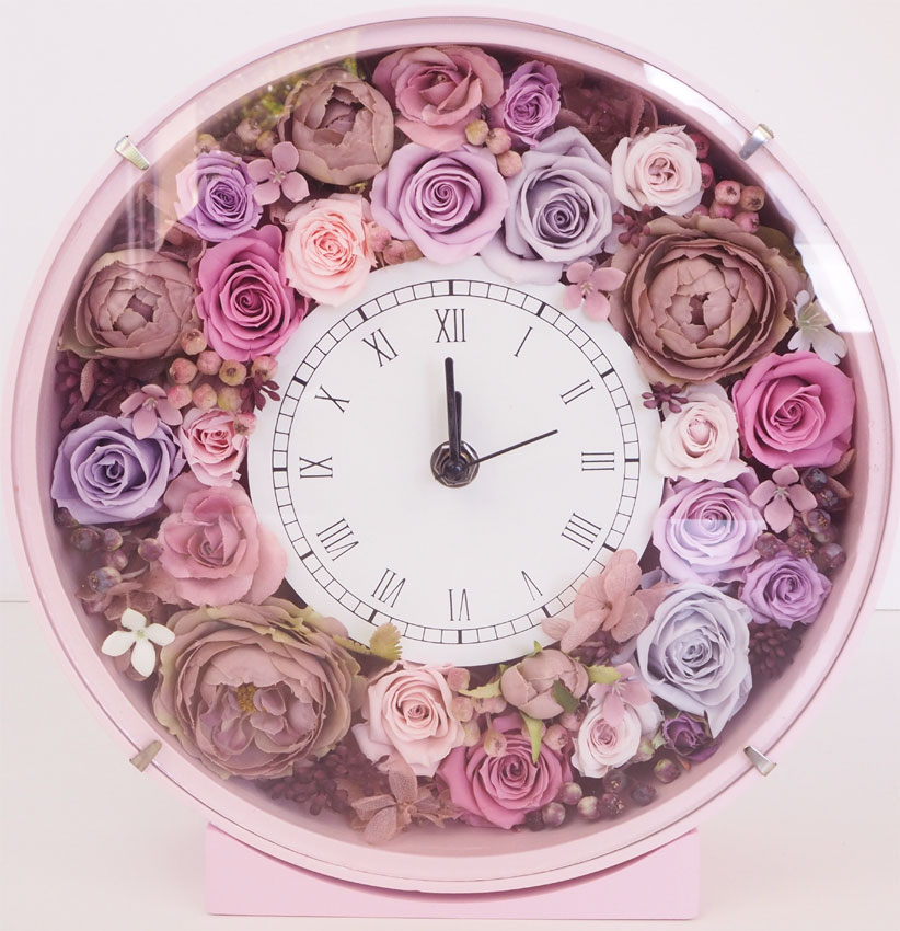 旅立ちの春 新生活に花を添えて『プリザーブドフラワー 花時計 
