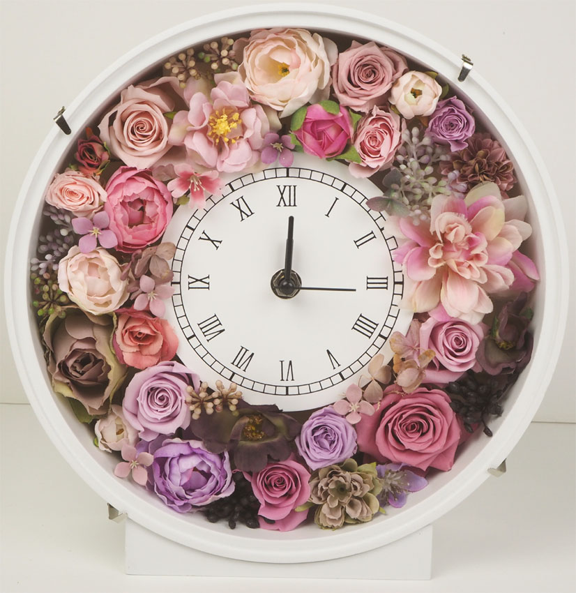 旅立ちの春 新生活に花を添えて『プリザーブドフラワー 花時計 