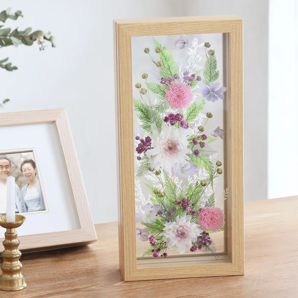 プリザーブドフラワー 仏花 お供え花 花窓（紫桜 しお）M