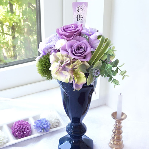 プリザーブドフラワー　仏花　紫聖花（しきか）