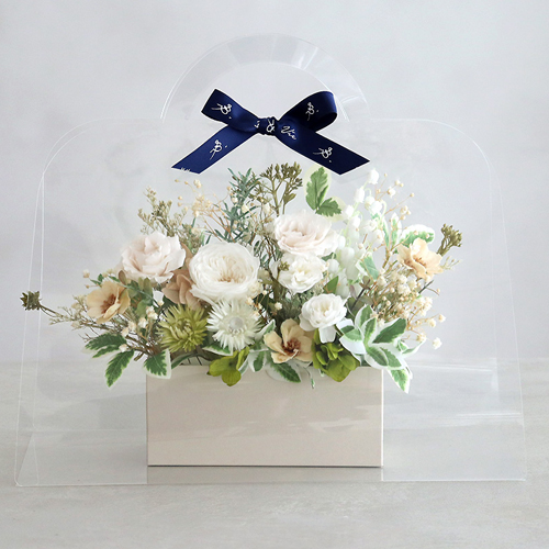 プリザーブドフラワークリアバッグブーケ