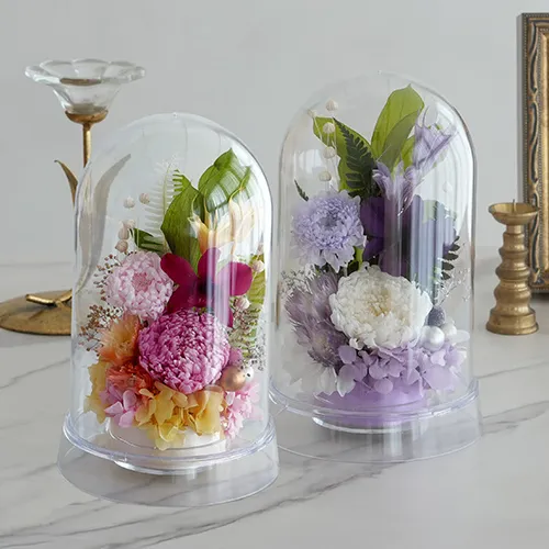 プリザーブドフラワー お供え花 クリアドーム 花あかり