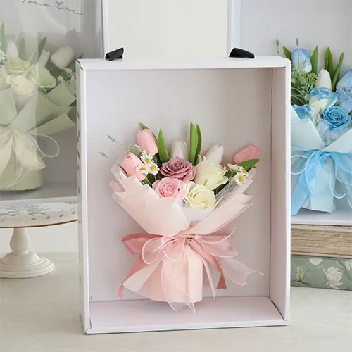 ボックスバッグソープフラワーブーケ