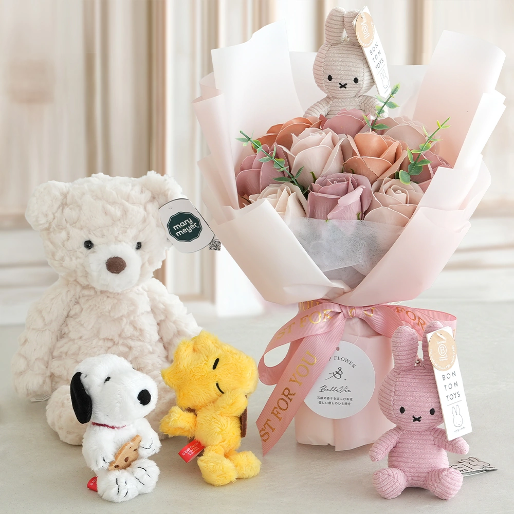 組み合わせ自由 ぬいぐるみソープフラワーブーケ（ぬいぐるみ別売り）