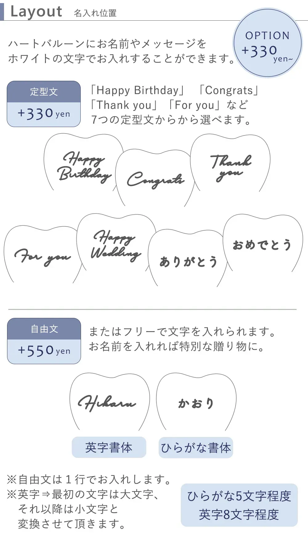 メッセージシール有償 定型+330 フリー+770