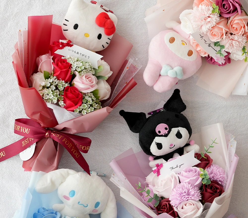 サンリオのぬいぐるみエコバッグ実用的なフラワーギフト