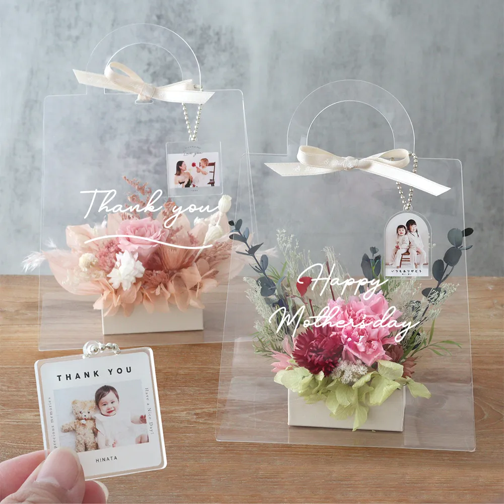 プリザーブドフラワー　クリアバッグ フルールトートバッグプティ+オリジナルキーホルダーセット