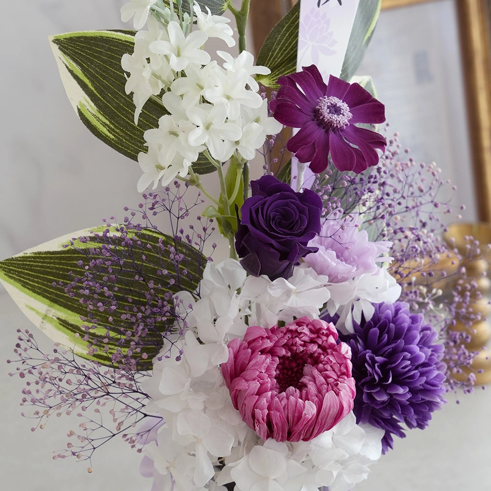 プリザーブドフラワー 仏花 お供え花 凛（りん）花器付