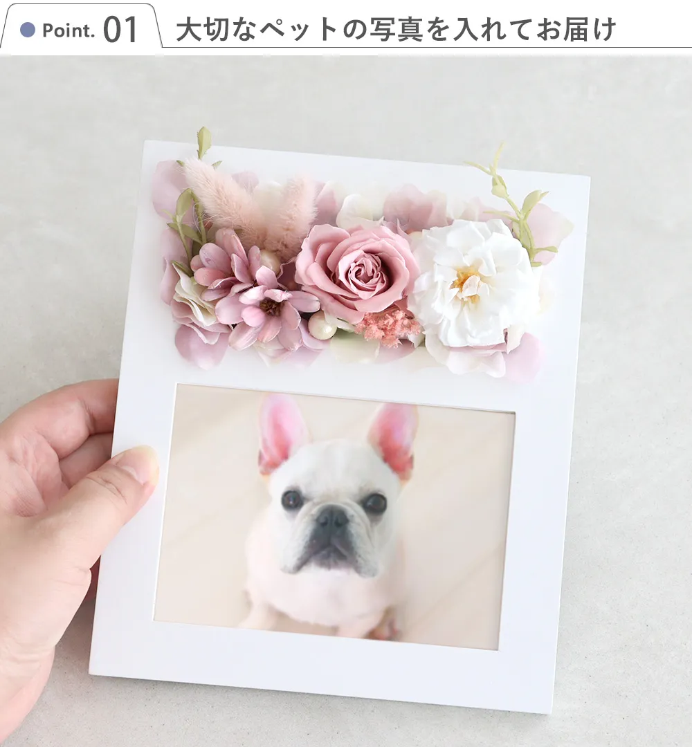 Point1 大切なペットの写真を入れてお届け