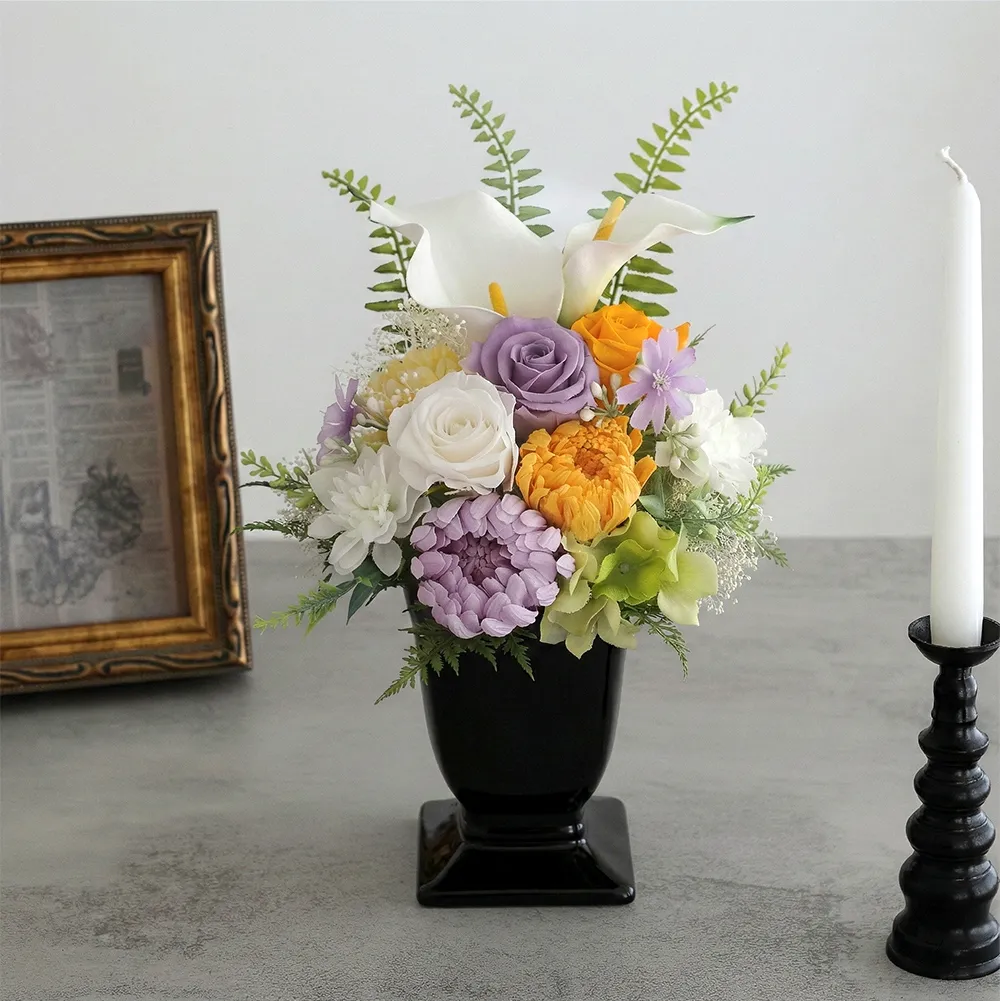 プリザーブドフラワー 仏花 お供え花 風月(ふうげつ) 花器付│ベルビー