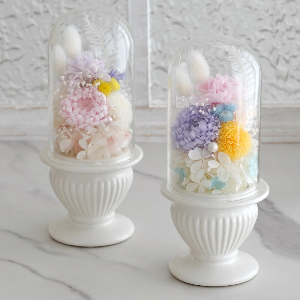 プリザーブドフラワー お供え花 ガラスドーム パステルメモリー