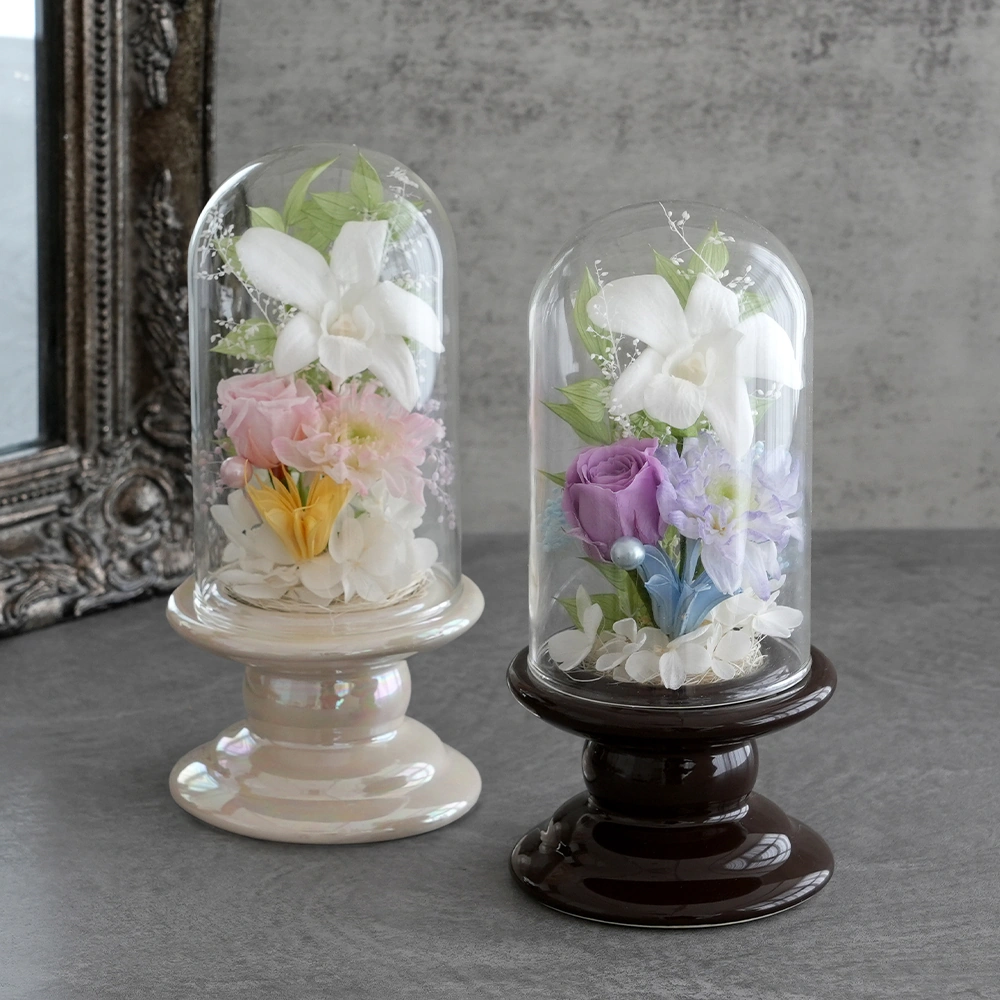 プリザーブドフラワー　お供え花 ガラスドーム仏花 ことね